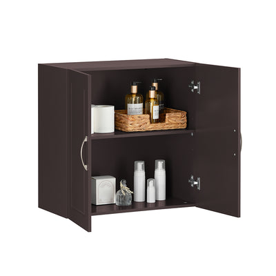 SoBuy FRG231-BR Meuble Haut Salle de Bain Suspendu Armoire Murale avec Étagère Réglable et Porte Rangement Mural Compact pour