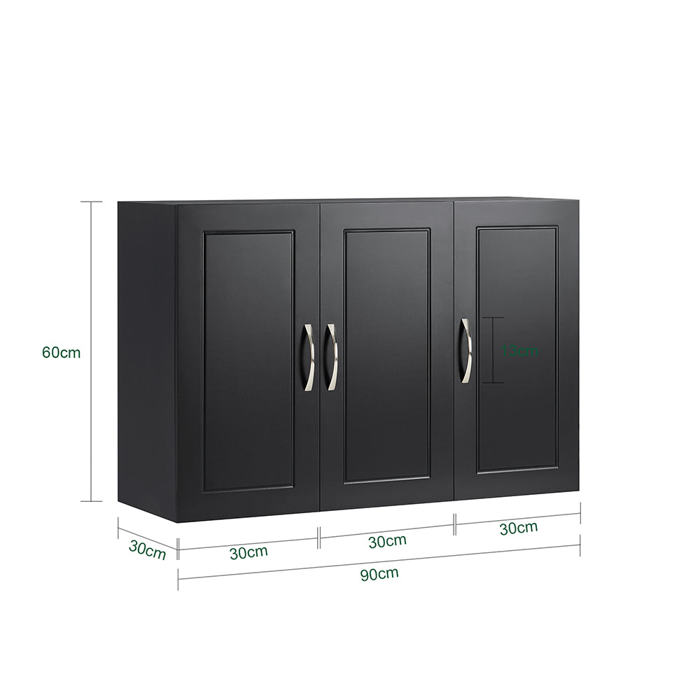Precomandă SoBuy FRG231-L-SCH Dulap suspendat de baie cu etajeră reglabilă și ușă de depozitare compactă pentru baie, WC sau bucătărie Negru 90x30x60 cm