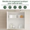 SoBuy FRG231-W Dulap Superior de Baie Suspendat, Dulap de Perete cu Raft Reglabil și Ușă, Raft Compact de Perete pentru Baie, WC sau Bucătărie, Alb 60x30x60 cm