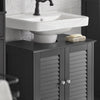 SoBuy Dulap de chiuvetă pentru baie mobilă sub chiuvetă cu 2 uși fără chiuvetă (gri, pentru washbasin pe pământ) FRG237-III-DG