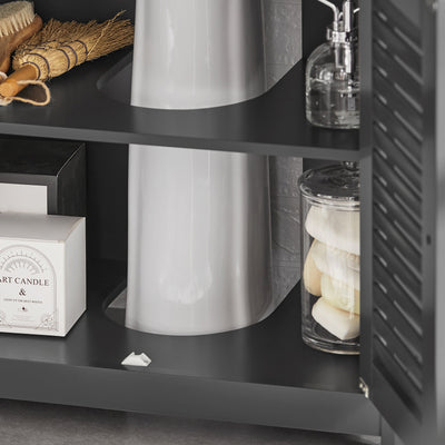 SoBuy FRG237-II-DG Meuble sous Lavabo avec Étagères Ajustables, Résistant à l’Humidité, pour Salle de Bain et WC, Rangement Optimisé – L60×P35×H58 cm, MDF, Gris