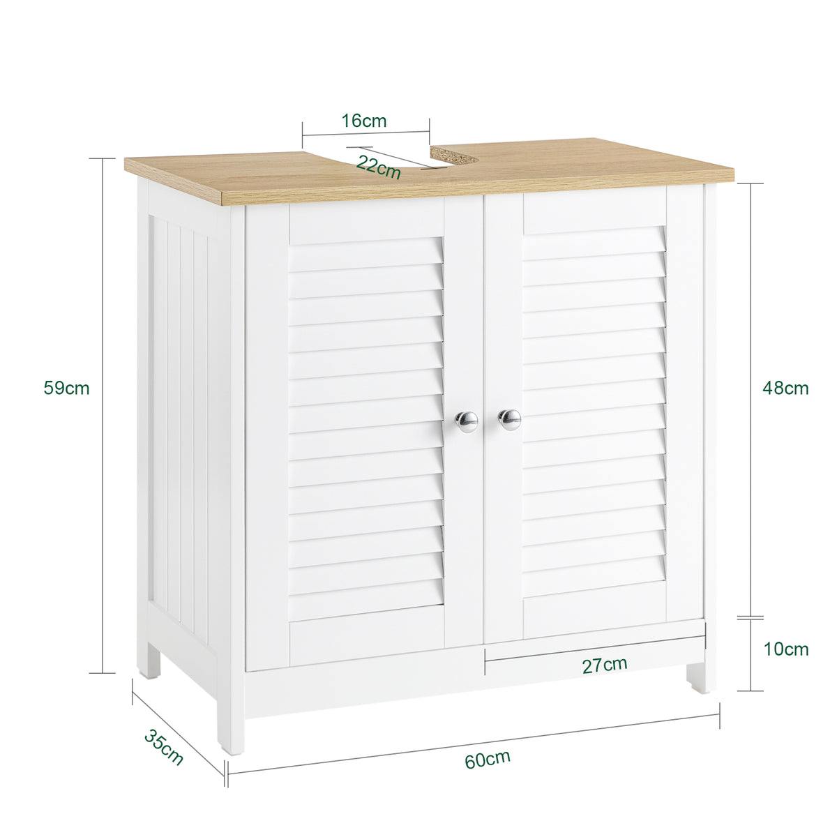 SoBuy FRG237-WN Meuble Sous Lavabo, Meuble sous Vasque avec 2 Portes et 2 Étages