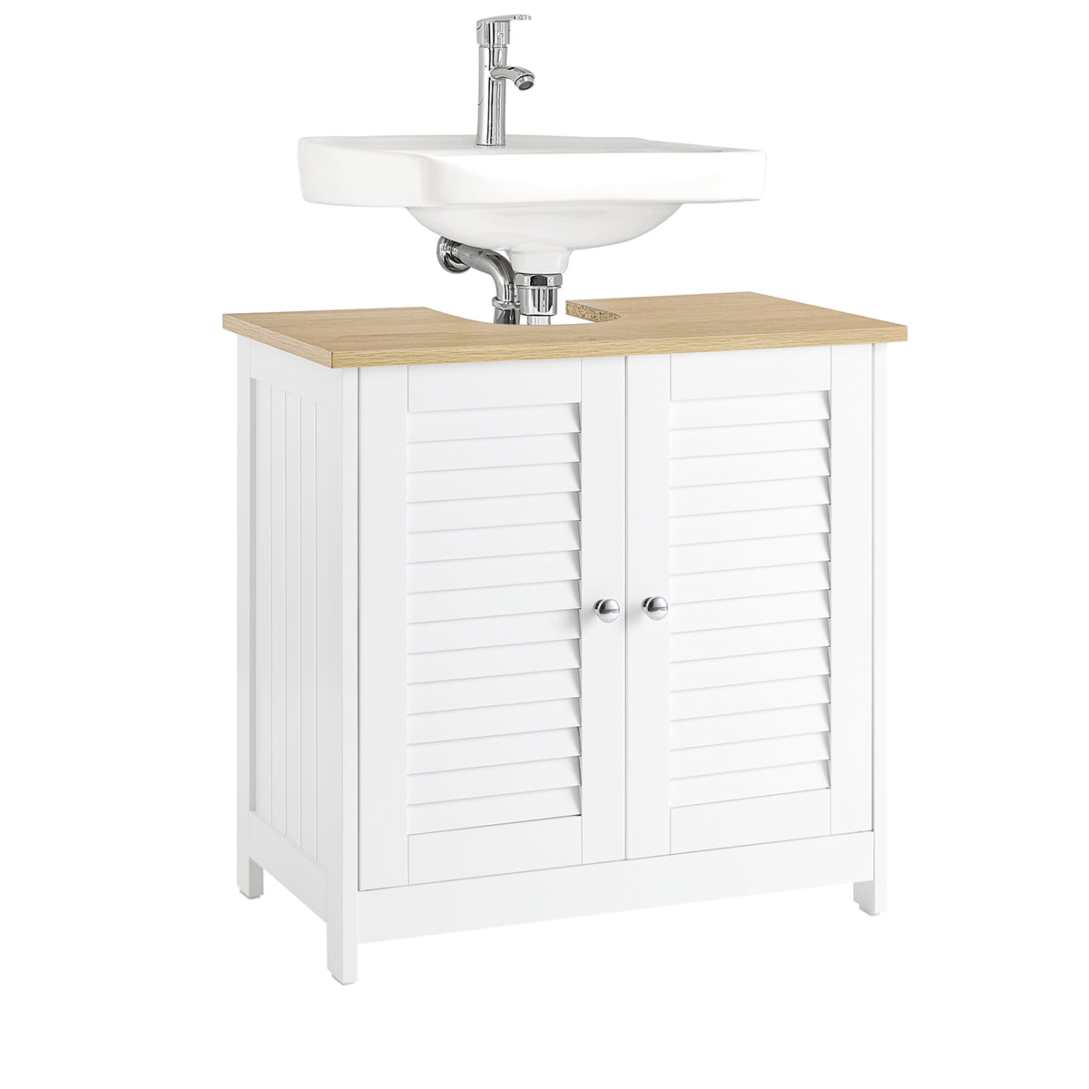 SoBuy FRG237-WN Meuble Sous Lavabo, Meuble sous Vasque avec 2 Portes et 2 Étages | Prévente
