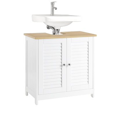 SoBuy FRG237-WN Meuble Sous Lavabo, Meuble sous Vasque avec 2 Portes et 2 Étages | Prévente