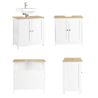 SoBuy FRG237-WN Meuble Sous Lavabo, Meuble sous Vasque avec 2 Portes et 2 Étages