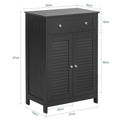 SoBuy FRG238-DG Dulap de baie – Comodă de baie, Dulap de depozitare cu raft reglabil, 1 sertar și 2 uși, pentru hol și bucătărie, Gri închis, 60 x 35 x 87 cm
