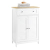 SoBuy FRG238-WN Dulap de baie inferior – Comodă pentru baie, Dulap de depozitare cu raft reglabil, 1 sertar și 2 uși, pentru hol și bucătărie, Alb+Natur, 60x35x87cm