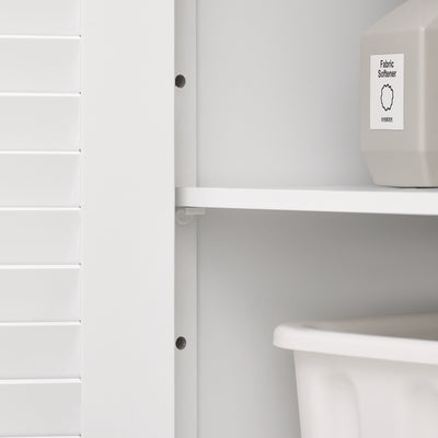 SoBuy FRG238-WN Meuble Bas Salle de Bain avec Étagère Réglable, 1 Tiroir et 2 Portes, pour Salle de Bain et WC, Compact – L60×P35×H87 cm, Blanc et Naturel