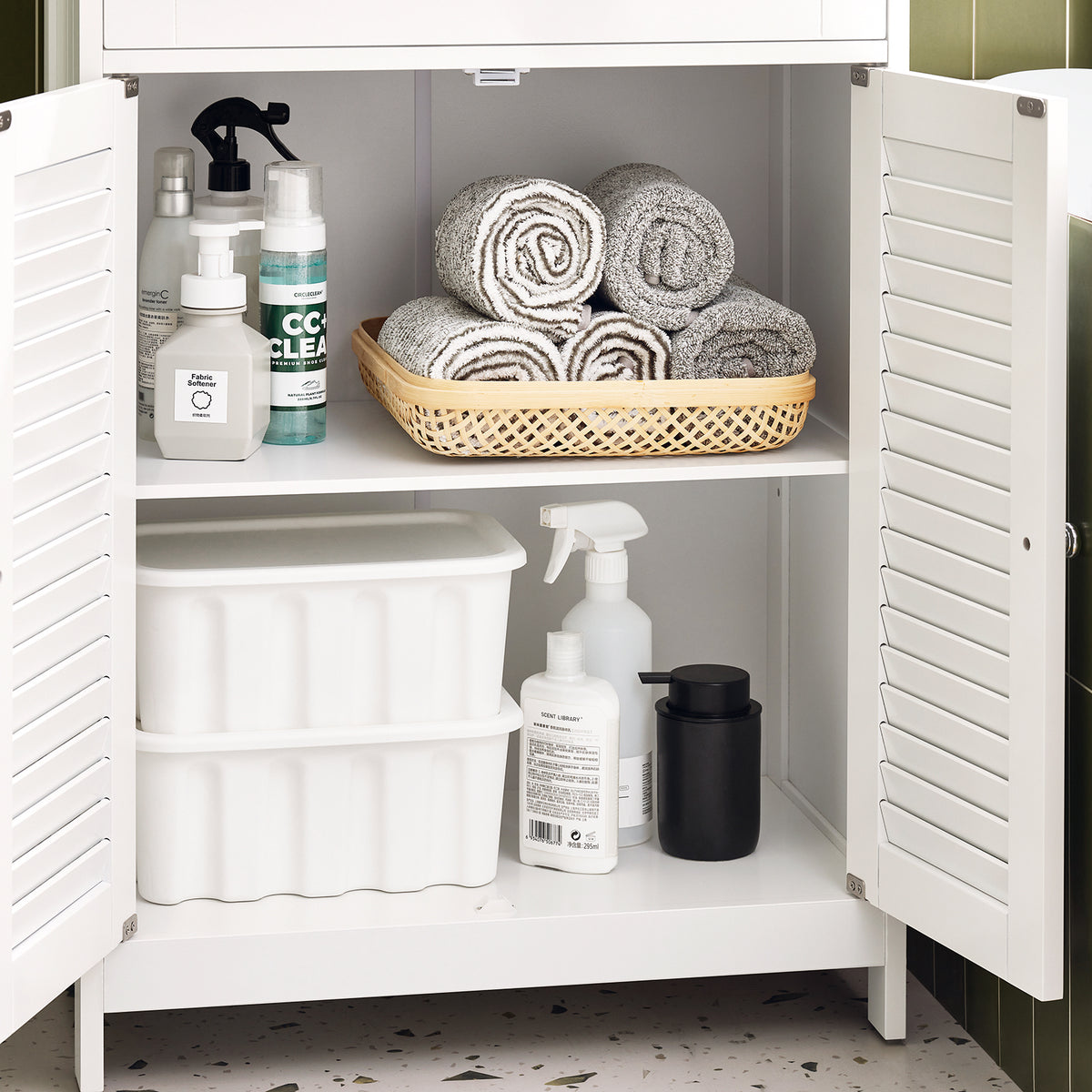 SoBuy FRG238-WN Meuble Bas Salle de Bain avec Étagère Réglable, 1 Tiroir et 2 Portes, pour Salle de Bain et WC, Compact – L60×P35×H87 cm, Blanc et Naturel