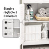 SoBuy FRG238-WN Dulap de baie inferior – Comodă pentru baie, Dulap de depozitare cu raft reglabil, 1 sertar și 2 uși, pentru hol și bucătărie, Alb+Natur, 60x35x87cm