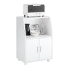SoBuy FRG241-W Dulap de bucătărie pe roți – Cărucior de servire bucătărie cu uși și raft reglabil – Dulap de depozitare compact pentru cuptorul cu microunde, birou sau sufragerie, 55x38x84 cm, Alb