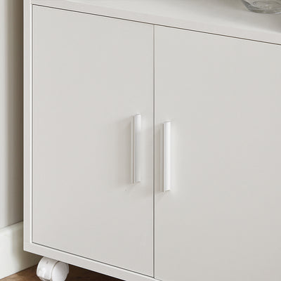 SoBuy FRG241-W Dulap de bucătărie pe roți – Cărucior de servire bucătărie cu uși și raft reglabil – Dulap de depozitare compact pentru cuptorul cu microunde, birou sau sufragerie, 55x38x84 cm, Alb