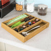 SoBuy FRG280-SCH Cutie de ceai din lemn cu compartimente – Organizator pentru pliculețe de ceai sau capsule de cafea – Spațiu de depozitare compact cu sertar din bambus pentru bucătărie sau blat 31x30x10cm