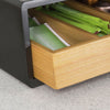 SoBuy FRG280-SCH Cutie de ceai din lemn cu compartimente – Organizator pentru pliculețe de ceai sau capsule de cafea – Spațiu de depozitare compact cu sertar din bambus pentru bucătărie sau blat 31x30x10cm