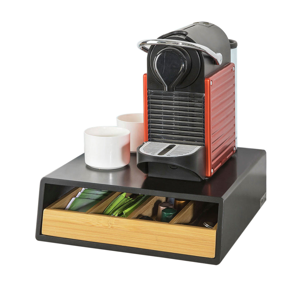 SoBuy FRG280-SCH Boîte à thé en bois avec compartiments – Organisateur de sachets de thé ou capsules café – Rangement compact