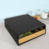 SoBuy FRG280-SCH Cutie de ceai din lemn cu compartimente – Organizator pentru pliculețe de ceai sau capsule de cafea – Spațiu de depozitare compact cu sertar din bambus pentru bucătărie sau blat 31x30x10cm