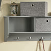 SoBuy FRG282-HG Cuier de Perete cu 5 Cârlige și 3 Coșuri - Cuier de Perete din Lemn, Mobilier Hol cu Etajeră - Dulap Suspendat pentru Dormitor, Living, Baie - Gri 100x20x30cm
