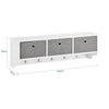 SoBuy FRG282-W Cuier de Perete cu 5 Cârlige și 3 Coșuri - Cuier de Perete din Lemn, Mobilier de Intrare cu Etajeră - Dulap Suspendat pentru Dormitor, Living, Baie - Alb 100x20x30cm