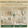 SoBuy FRG34-II-W Suport telescopic robust pentru haine – Dressing deschis, reglabil, cu șine și rafturi, Cuier pentru dormitor sau dressing, Alb