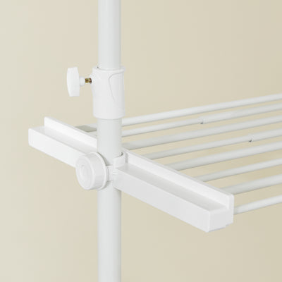 SoBuy FRG34-II-W Suport telescopic robust pentru haine – Dressing deschis, reglabil, cu șine și rafturi, Cuier pentru dormitor sau dressing, Alb