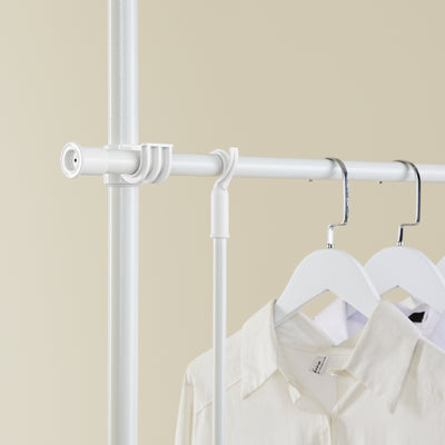 SoBuy FRG34-II-W Suport telescopic robust pentru haine – Dressing deschis, reglabil, cu șine și rafturi, Cuier pentru dormitor sau dressing, Alb