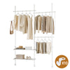 SoBuy FRG34-II-W Suport telescopic robust pentru haine – Dressing deschis, reglabil, cu șine și rafturi, Cuier pentru dormitor sau dressing, Alb