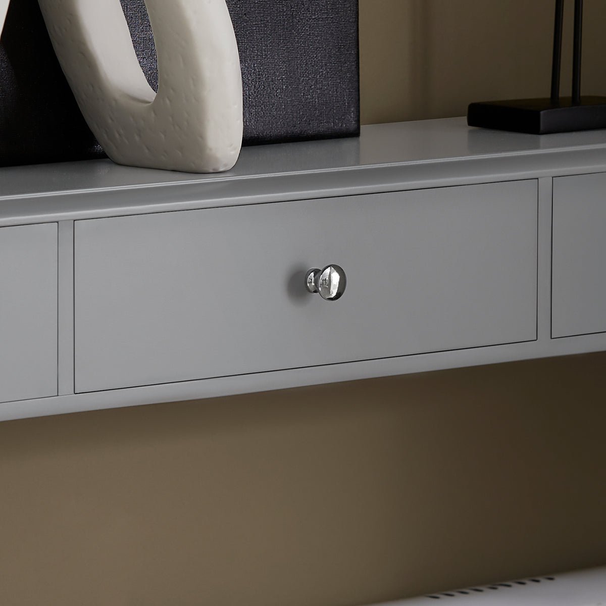 SoBuy FRG43-L-HG Etagere Murale avec 3 Tiroirs - Étagère Flottante Moderne pour Entrée, Salon, Cuisine & Chambre - Gris 94x15x10cm