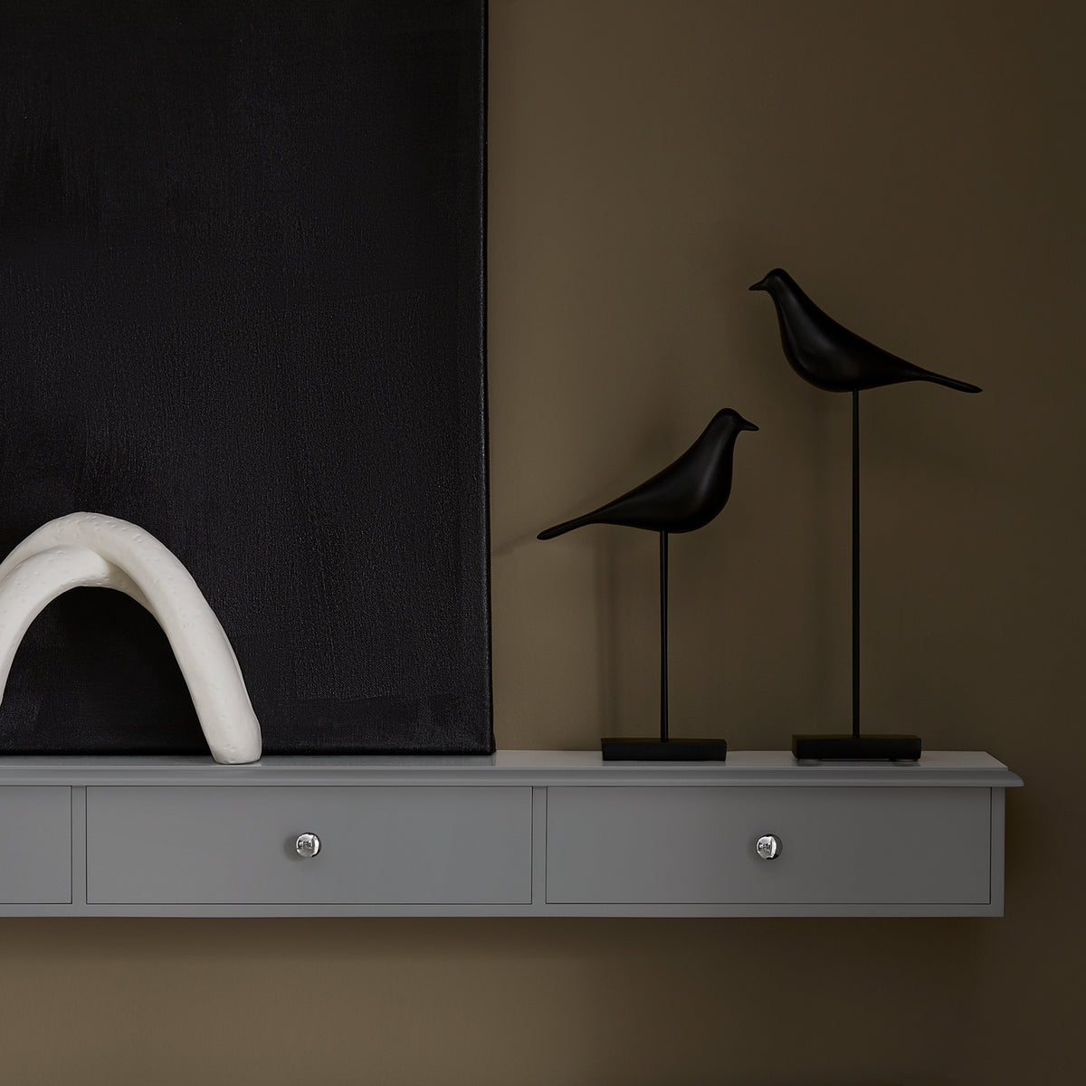 SoBuy FRG43-L-HG Etagere Murale avec 3 Tiroirs - Étagère Flottante Moderne pour Entrée, Salon, Cuisine & Chambre - Gris 94x15x10cm