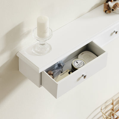 SoBuy FRG43-L-W Etajeră de Perete cu 3 Sertare - Raft Plutitor Modern pentru Hol, Sufragerie, Bucătărie și Dormitor - Alb 94x15x10cm