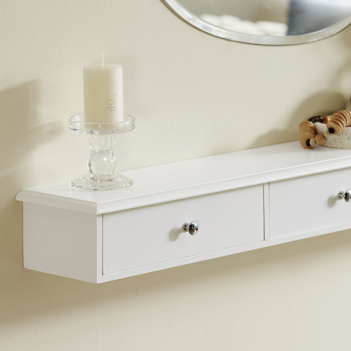 SoBuy FRG43-L-W Etajeră de Perete cu 3 Sertare - Raft Plutitor Modern pentru Hol, Sufragerie, Bucătărie și Dormitor - Alb 94x15x10cm