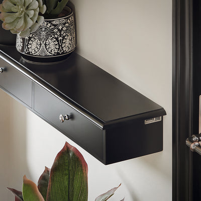 SoBuy FRG43-SCH Etagere Murale avec 2 Tiroirs - Étagère Flottante Moderne pour Entrée, Salon, Cuisine & Chambre - Noir 64x15x10cm