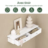 SoBuy FRG43-W Etajeră de Perete cu 2 Sertare - Etajeră Modernă Suspendată pentru Hol, Sufragerie, Bucătărie și Dormitor - Alb 64x15x10cm