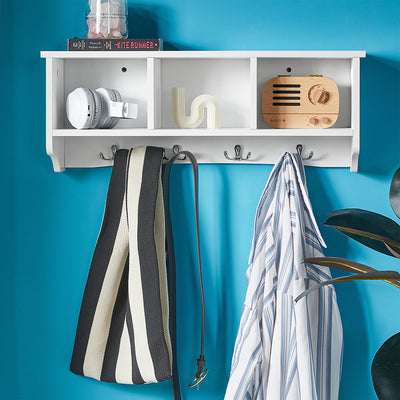 SoBuy FRG48-W Cuier Perete Etajera Baie Hol Intrares