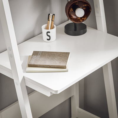 SoBuy FRG60-W Birou, Masă bibliotecă, raft stil scară cu 2 etajere