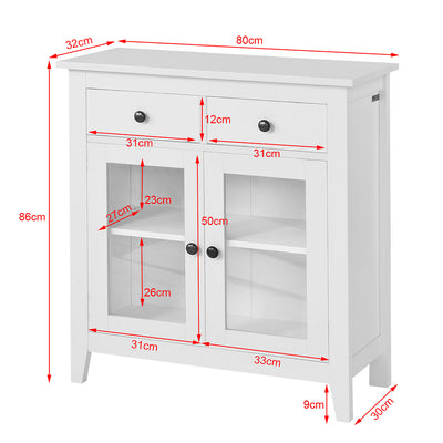 SoBuy FSB05-W Buffet Commode Armoire de Rangement -2 tiroirs 2 portes- Coloris