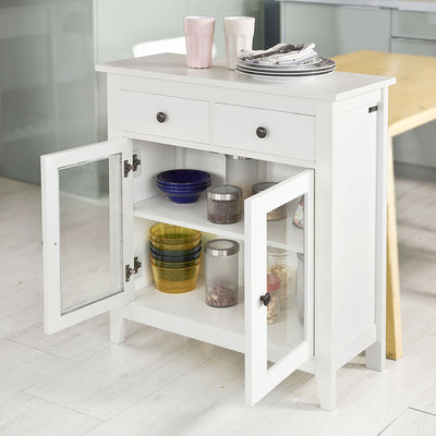 SoBuy FSB05-W Buffet Commode Armoire de Rangement -2 tiroirs 2 portes- Coloris