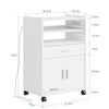 SoBuy FSB09-E-W Desserte de Cuisine avec Station de Charge 4-en-1 – Roulettes ou Pieds, 1 Tiroir, 2 Portes, Étagère Réglable, Blanc, 61,5×40×92 cm