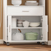 SoBuy FSB09-E-W Desserte de Cuisine avec Station de Charge 4-en-1 – Roulettes ou Pieds, 1 Tiroir, 2 Portes, Étagère Réglable, Blanc, 61,5×40×92 cm