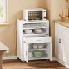SoBuy FSB09-E-W Desserte de Cuisine avec Station de Charge 4-en-1 – Roulettes ou Pieds, 1 Tiroir, 2 Portes, Étagère Réglable, Blanc, 61,5×40×92 cm