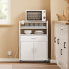 SoBuy FSB09-E-W Desserte de Cuisine avec Station de Charge 4-en-1 – Roulettes ou Pieds, 1 Tiroir, 2 Portes, Étagère Réglable, Blanc, 61,5×40×92 cm