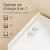 SoBuy FSB09-E-W Desserte de Cuisine avec Station de Charge 4-en-1 – Roulettes ou Pieds, 1 Tiroir, 2 Portes, Étagère Réglable, Blanc, 61,5×40×92 cm