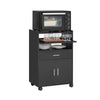 SoBuy FSB09-SCH Chariot de Cuisine sur roulettes avec Plan de Travail Extensible Meuble de Rangement pour Micro-Ondes Meuble Cuisine Noir 92×59×40 cm Idéal pour, Bureau ou Salle à Manger