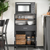 SoBuy FSB09-SCH Chariot de Cuisine sur roulettes avec Plan de Travail Extensible Meuble de Rangement pour Micro-Ondes Meuble Cuisine Noir 92×59×40 cm Idéal pour, Bureau ou Salle à Manger