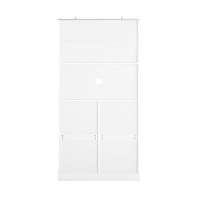 SoBuy FSB101-W Buffet Cuisine avec 3 Portes, 2 Tiroirs et Compartiment à Poubelle, Design Moderne, pour Cuisine et Salle à Manger – L92×P40×H180 cm, Blanc