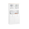 SoBuy FSB101-W Comodă de depozitare, bufet de bucătărie modern, cu 3 uși și 2 sertare, cu compartiment pentru coș de gunoi, design elegant - Mobilier de bucătărie pentru sufragerie sau living, alb 92x40x180 cm