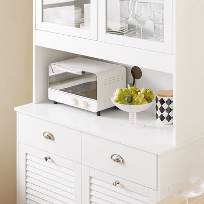 SoBuy FSB101-W Buffet Cuisine avec 3 Portes, 2 Tiroirs et Compartiment à Poubelle, Design Moderne, pour Cuisine et Salle à Manger – L92×P40×H180 cm, Blanc