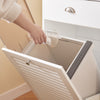 SoBuy FSB101-W Comodă de depozitare, bufet de bucătărie modern, cu 3 uși și 2 sertare, cu compartiment pentru coș de gunoi, design elegant - Mobilier de bucătărie pentru sufragerie sau living, alb 92x40x180 cm