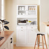 SoBuy FSB101-W Comodă de depozitare, bufet de bucătărie modern, cu 3 uși și 2 sertare, cu compartiment pentru coș de gunoi, design elegant - Mobilier de bucătărie pentru sufragerie sau living, alb 92x40x180 cm