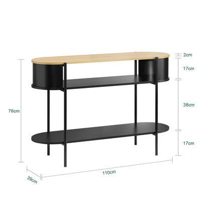 SoBuy FSB102-SCH Consolă de Intrare, Consolă cu Spațiu de Depozitare, Mobilier de Hol Multifuncțional cu Design Industrial Modern pentru Intrare, Living sau Birou, Mobilier din Lemn și Negru, L110cm x P39cm x H76cm