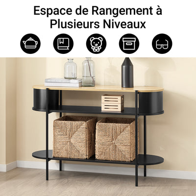 SoBuy FSB102-SCH Consolă de Intrare, Consolă cu Spațiu de Depozitare, Mobilier de Hol Multifuncțional cu Design Industrial Modern pentru Intrare, Living sau Birou, Mobilier din Lemn și Negru, L110cm x P39cm x H76cm